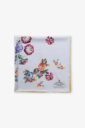 Prada Womens Floral-Print Branded Silk-Twill Scarf