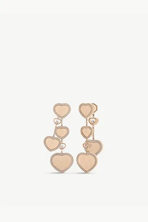 Chopard X 007 Happy Hearts Golden Hearts 18ct Rose-Gold and 0.31ct Diamond Earrings