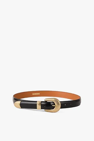Sandro Womens Eve Metal-Hardware Leather Belt