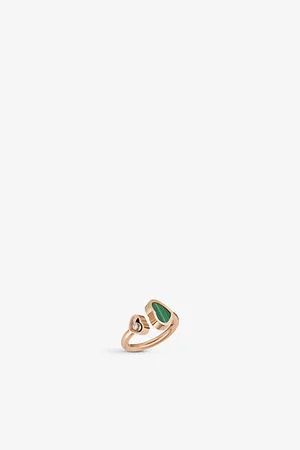 Chopard Happy Hearts 18ct Rose-Gold, 0.05ct Round-Cut Diamond and Malachite Ring