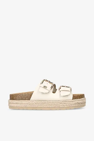 Kurt Geiger Womens Raquel Rope-Sole Faux-Leather Sandals