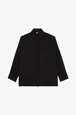 The Kooples Womens Straight-Hem Silk Shirt