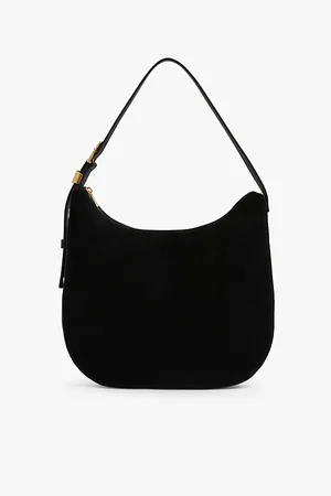 Reiss Womens Marianna Zipped Leather and Suede Shoulder Bag