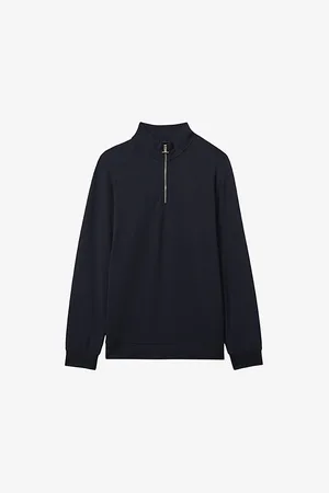Reiss Mens Illinois Half-Zip Regular-Fit Stretch-Woven Jumper