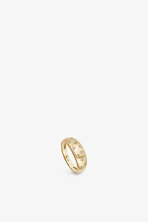 ASTLEY CLARKE Womens Celestial Mini Star-Engraved 18ct Yellow Gold-Plated Vermeil Sterling-Silver and White Sapphire Ring