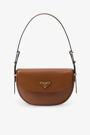 Prada Womens Arqué Brand-Plaque Leather Shoulder Bag