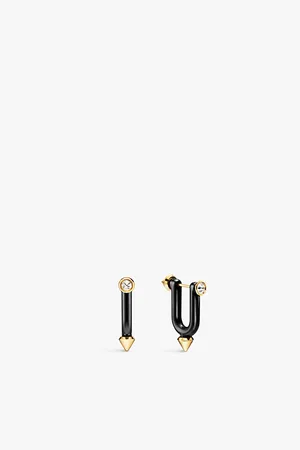 Tiffany & Co. Titan By Pharrell Williams Large 18ct Yellow-Gold, Titanium and 0.37ct Brillant-Cut Diamond Hoop Earrings