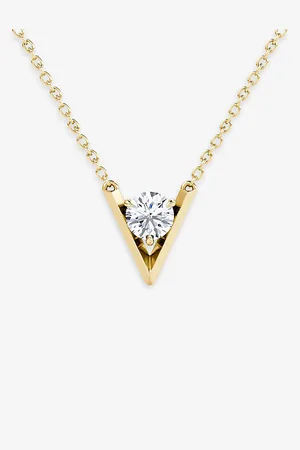 VRAI Solitaire 14ct Yellow-Gold and 0.10ct Brilliant-Cut Diamond Pendant Necklace