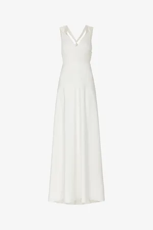 Whistles Womens Nicole V-Neck Silk-Blend Maxi Wedding Dress