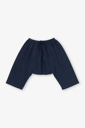 Caramel Linum Stripe-Pattern Elasticated-Waist Cotton Trousers 1-2 Years