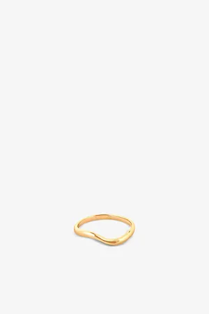 Astrid & Miyu Womens Wave Yellow -Plated Sterling Silver Ring