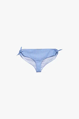 Prada Womens Striped Side-Tie High-Rise Cotton-Poplin Bikini Bottoms