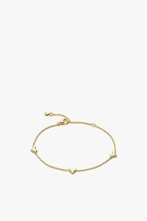 Monica Vinader Womens Heart Station 18ct -Plated Vermeil Sterling-Silver Chain Bracelet