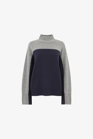 Whistles Womens Colour-Block Relaxed-Fit Wool Jumper