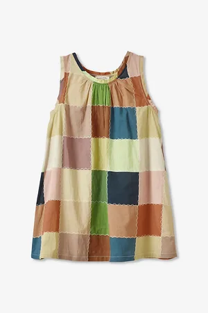 Caramel Cicely Patchwork-Pattern Cotton Dress 3-12 Years