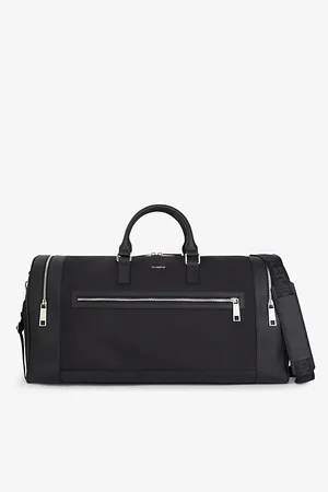 The Kooples Mens Grained Leather-Trim Canvas Weekend Holdall