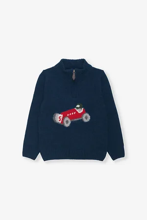 FrenchTrotters Henry Graphic-Intarsia Wool-Blend Half-Zip Wool-Blend Jumper 2-11 Years