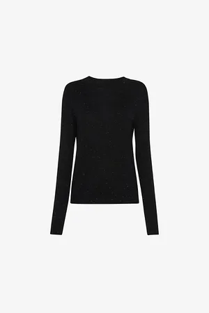 Whistles Womens Annie Metallic-Weave Woven Top
