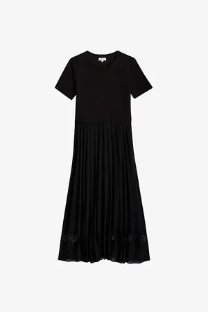 Claudie Pierlot Womens Telie Pleated Cotton Midi Dress