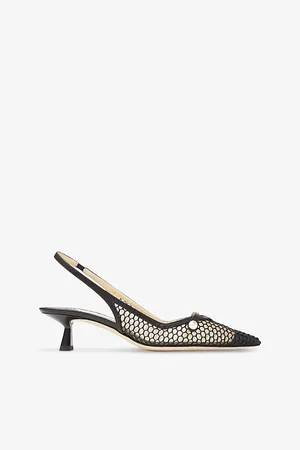 Jimmy Choo Womens Amita 45 Pointed-Toe Mesh Slingback Heeled Pumps
