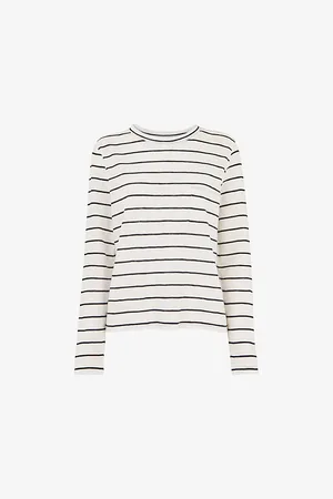 Whistles Womens Striped Round-Neck Cotton Top
