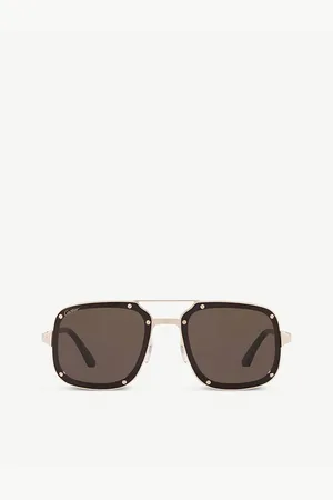 Cartier Womens ct0194S Santos De Metal Acetate Rectangle-Frame Sunglasses