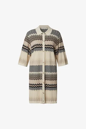 By Malina Womens Kim Graphic-Print Button-Down Knitted Mini Dress
