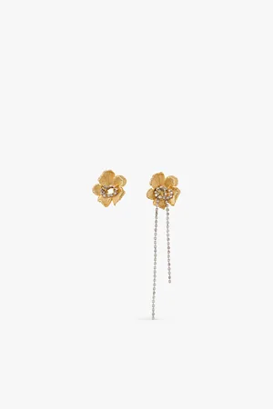 Maje Womens Flower Gold-Tone Brass Drop Earrings