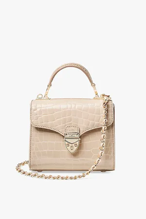 ASPINAL OF LONDON Womens Mayfair Mini Croc-Embossed Leather Shoulder Bag