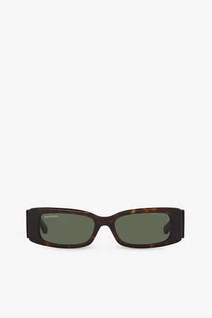 Balenciaga Womens Bb0260S Rectangle-Frame Tortoiseshell Acetate Sunglasses