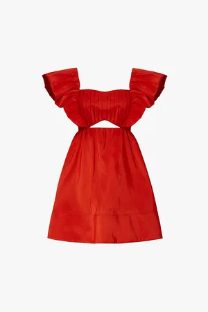 By Malina Womens Bree Frill-Sleeved Woven Mini Dress