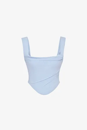 House Of Cb Womens Una Corseted Stretch-Woven Top
