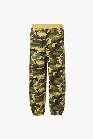 AWAKE NY Mens Rhinestone-Text Relaxed-Fit Cotton-Jersey Jogging Bottoms