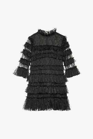 By Malina Womens Carmine Tiered Lace Mini Dress