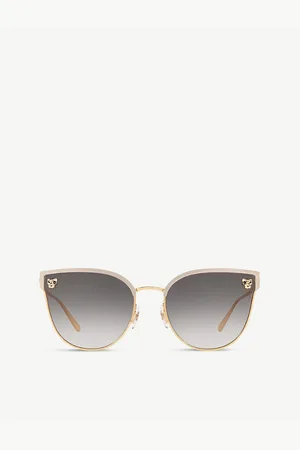 Cartier Womens ct0198S Panthère De Metal Acetate Cat Eye-Frame Sunglasses