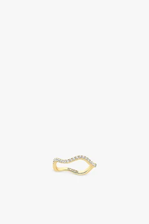 Sif Jakobs Womens Ellera Waves 18ct Yellow Gold-Plated Sterling Silver and Zirconia Ring