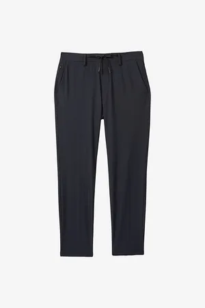 Reiss Mens Split Drawstring-Waist Straight-Leg Stretch-Woven Trousers