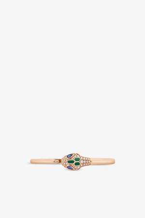 Bvlgari Serpenti Seduttori 18ct Rose-Gold, 0.5ct Round-Cut Diamond and 0.4ct Sapphire Bangle Bracelet