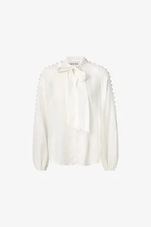 By Malina Womens Cora Tie-Neck Ramie Blouse