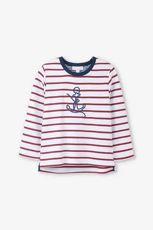 The Little White Company Anchor-Embroidered Stripe Cotton Sweatshirt 0-18 Months