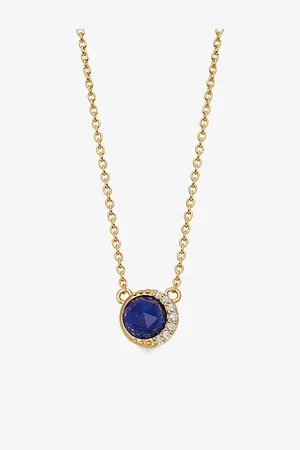 ASTLEY CLARKE Womens Luna Lapis 18ct Yellow Gold-Plated Vermeil Sterling-Silver and Pavé Pendant Necklace