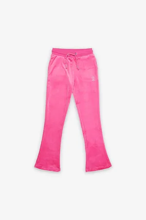 Juicy Couture Diamanté-Text Bootcut-Leg Velour Jogging Bottoms 7-16 Years