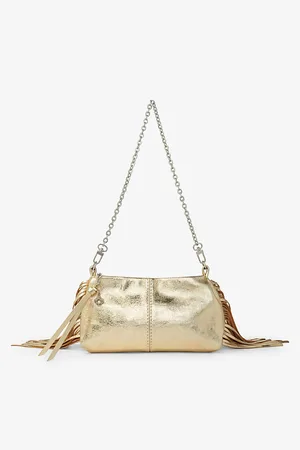 Maje Womens Miss M Fringed-Trim Metallic Leather Clutch