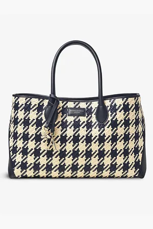 ASPINAL OF LONDON Womens London Houndstooth Interwoven Leather Tote Bag