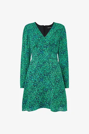 Whistles Womens Lori Floral-Print Long-Sleeve Woven Mini Dress