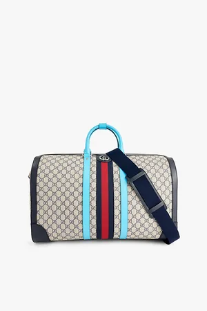 Gucci Mens Monogram-Print Web-Stripe Coated-Canvas Duffle Bag