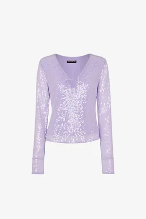 Whistles Womens Nola Tie-Front Sequin-Embellished Top