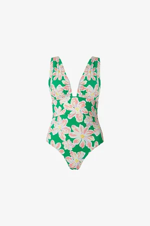 By Malina Womens Alvina Floral-Print Plunge-Neck Nylon Swimsuit