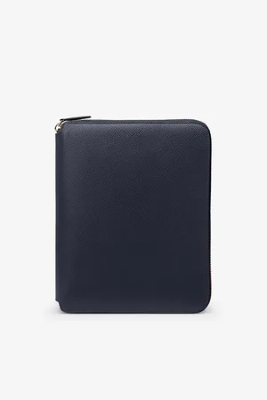 SMYTHSON Mens Panama Zipped Leather A5 Writing Folder 24cm x 19.5cm