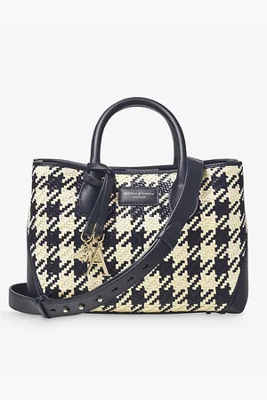 ASPINAL OF LONDON Womens London Houndstooth Interwoven Leather Tote Bag
